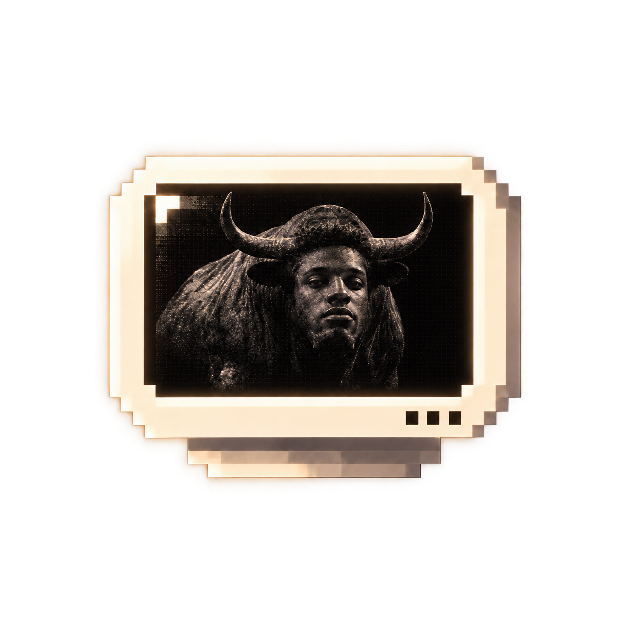 Agency Ansem character inside a glowing retro monitor